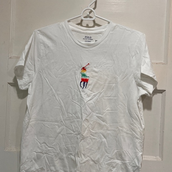 Polo Ralph Lauren Tops - Polo by Ralph Lauren White Tee with Rainbow Logo
